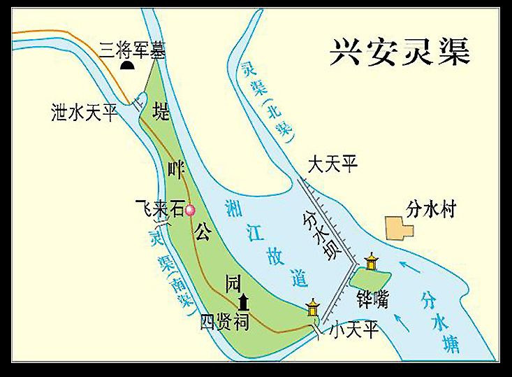 灵渠地势示意图