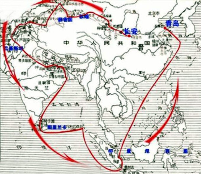 法显西行取经路线图