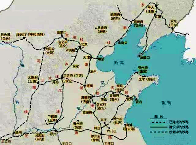 1907年中国北方铁路分布图