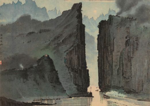 在传统技法中,夜景山水画是极少看到的,因为夜景画不仅要在整体气氛中
