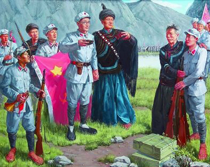 小叶丹与刘伯承"彝海结盟"(油画)