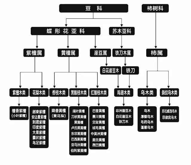 《红木》旧国标列出的木材种类