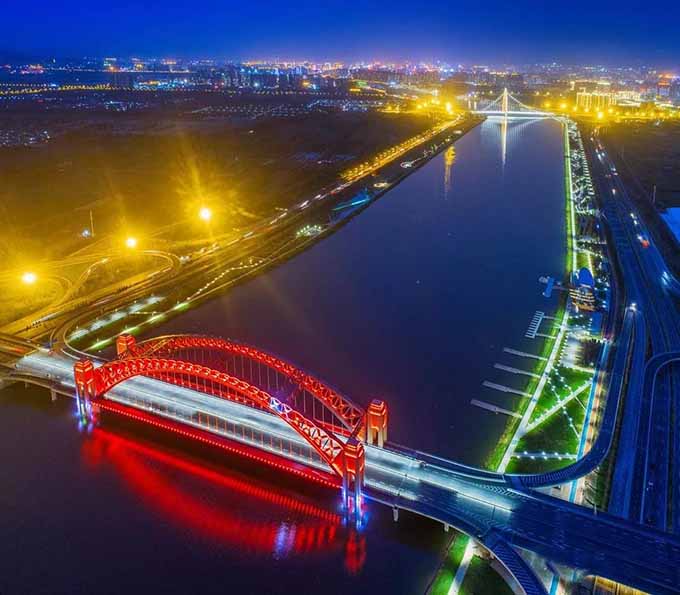 太原晋阳桥夜景图片